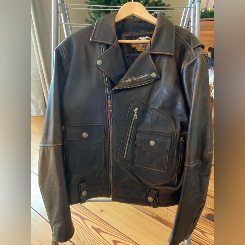 Men’s Harley Davidson brown leather jacket size large